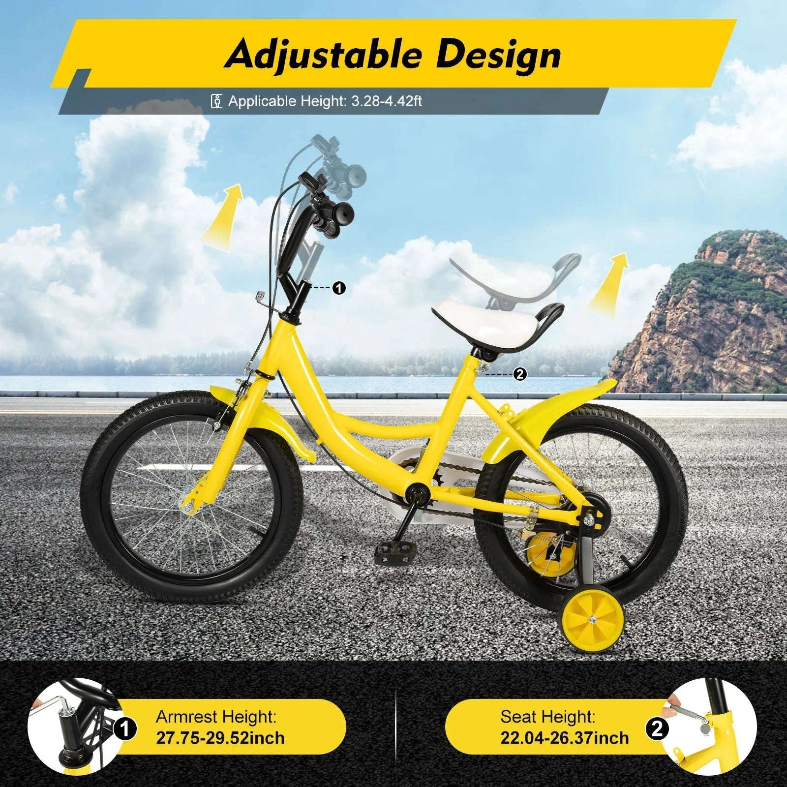 16-Inch Kids Bike Adjustable Height with Dual Brakes-Pink / GERMANY