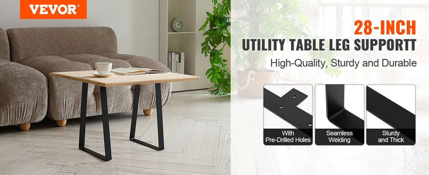 16 Inch Trapezoid Steel Table Legs Set of 2-400lbs / United States
