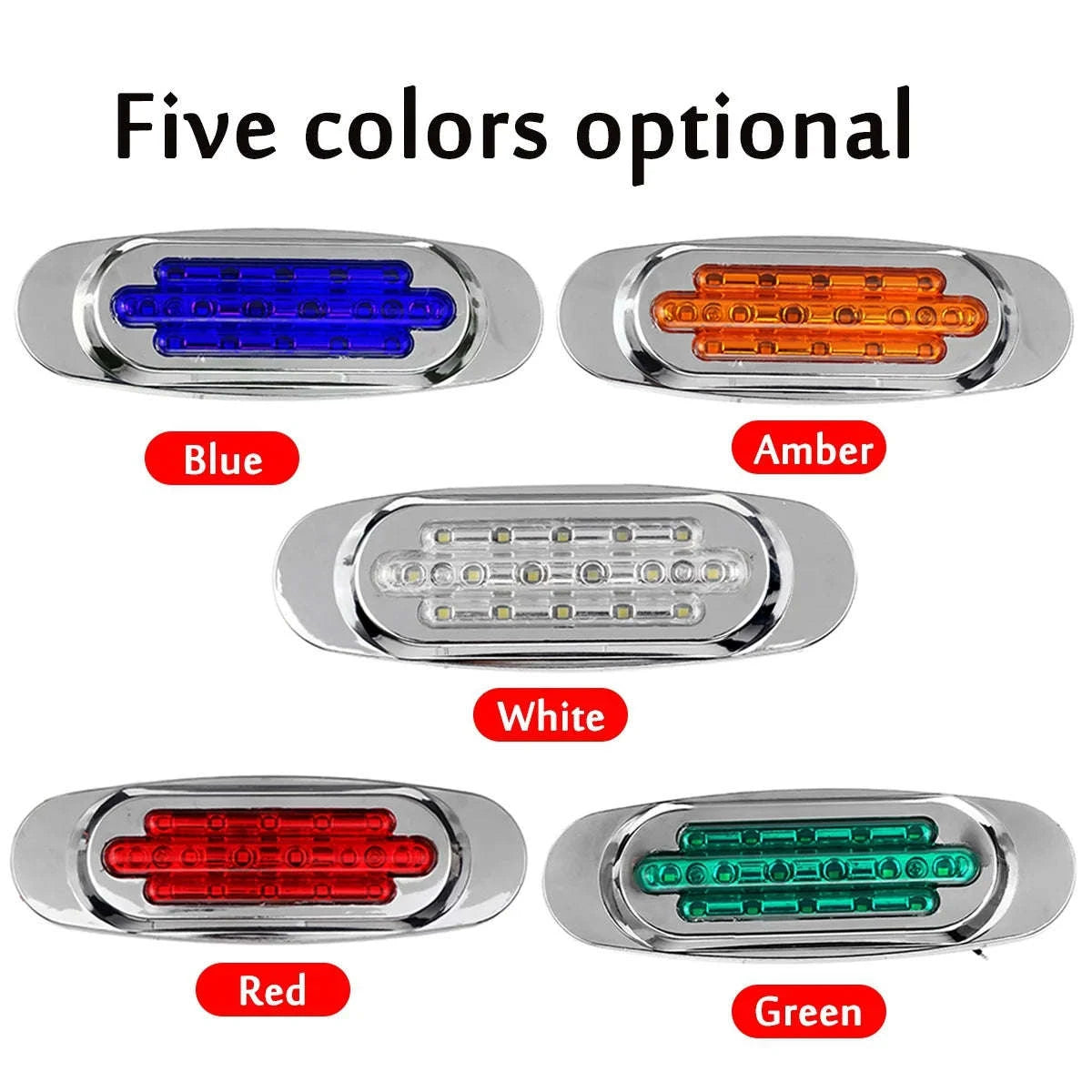 16 LED 12-24V Side Marker Light for Truck Trailer-White / 4PCS