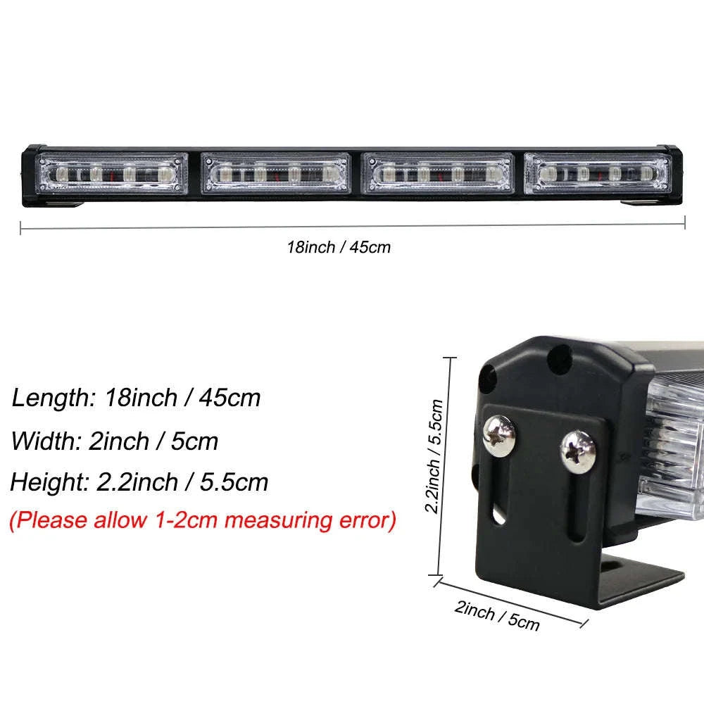 16 LED Strobe Light Bar for Vehicle Emergency Warning-White