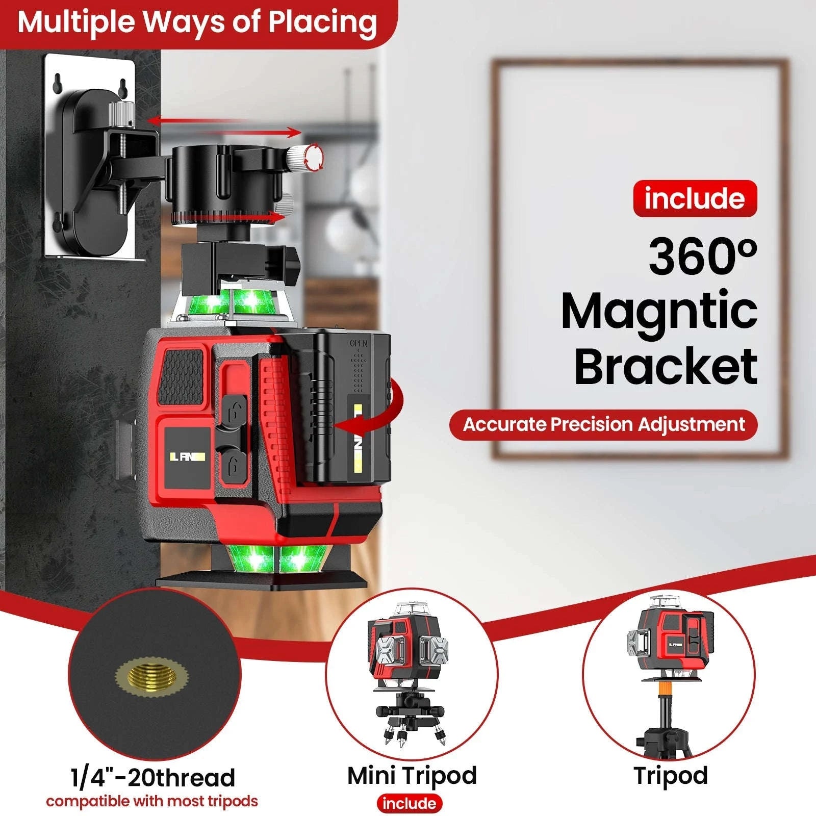 16-Line Green Laser Level with 1.2m Tripod-With Tripod / Poland