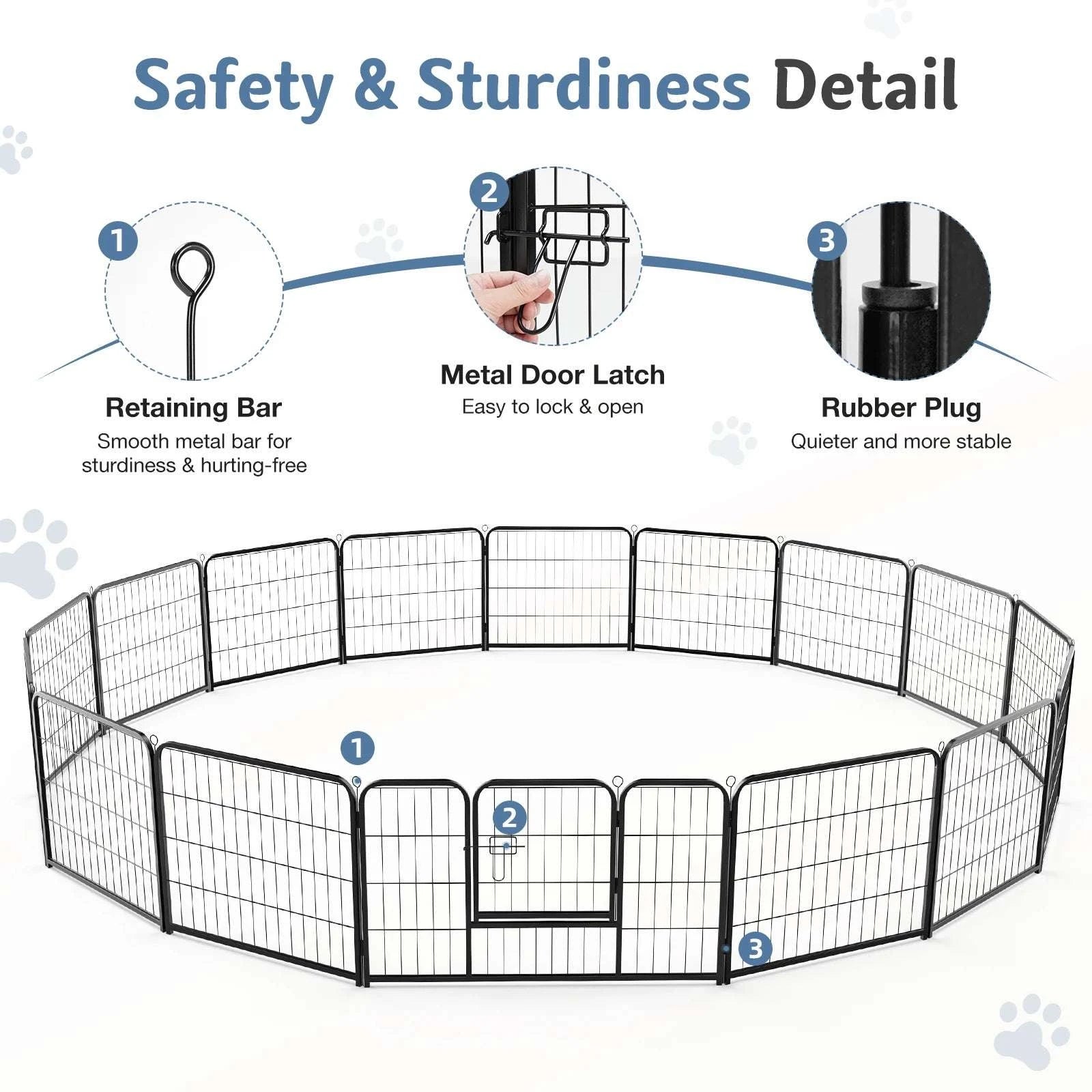 16-Panel Foldable Dog Playpen with Door for Indoor & Outdoor Use-24 Inch / United States