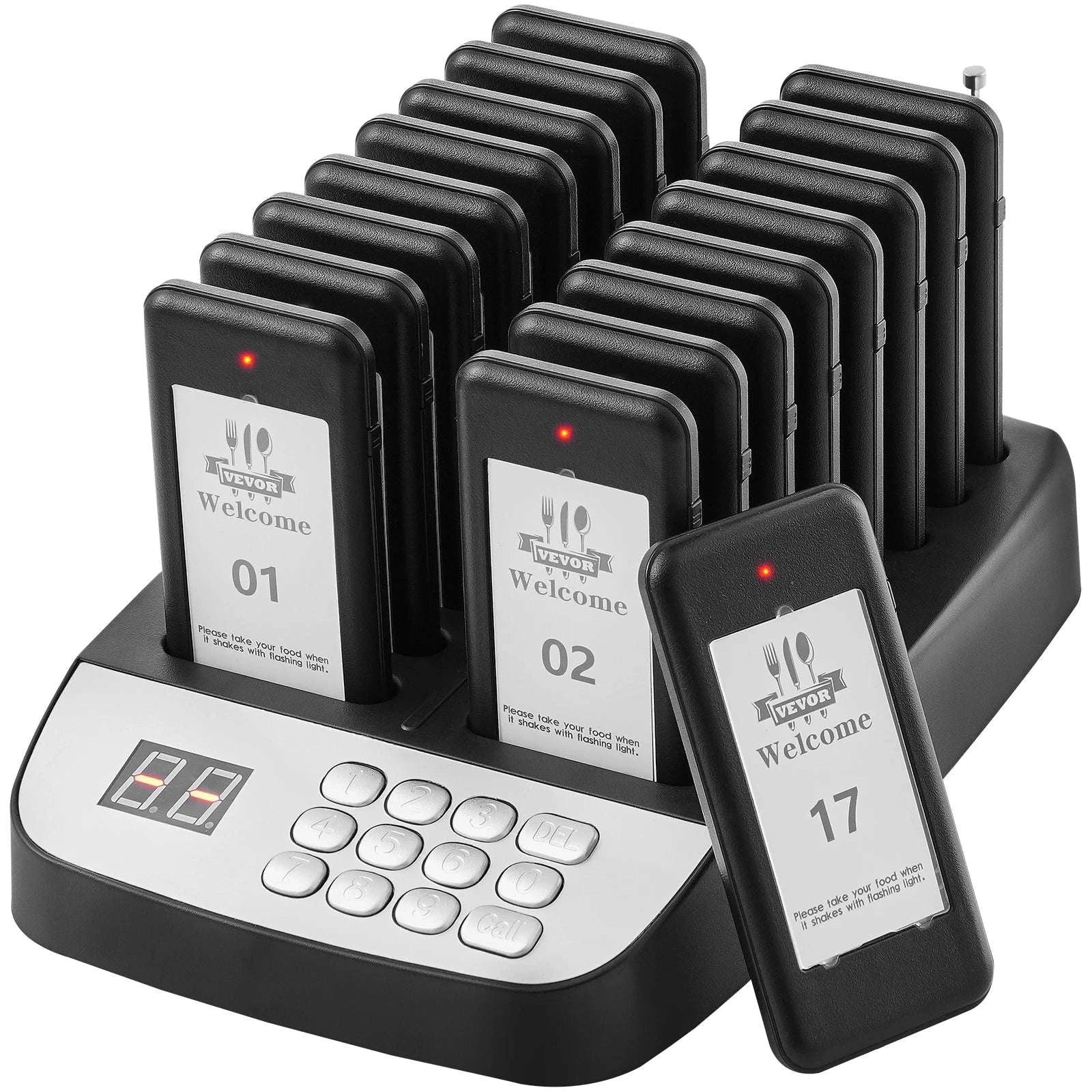 16-Piece Restaurant Pager System with 500m Long Range Wireless Calling-EU 220V / United States