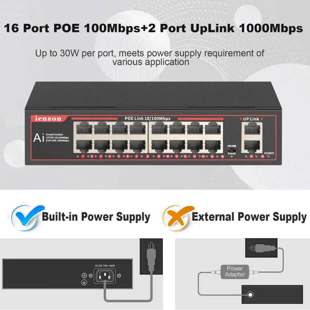 16-Port PoE Switch-US Plug / CHINA