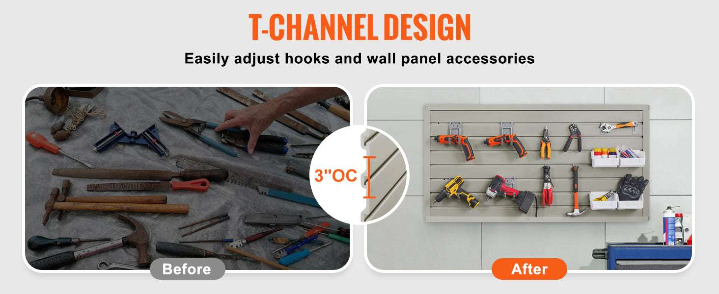 16 sq.ft Slatwall Panels Garage Organizer Wall System Gray-MDF 16sq.ft / Poland