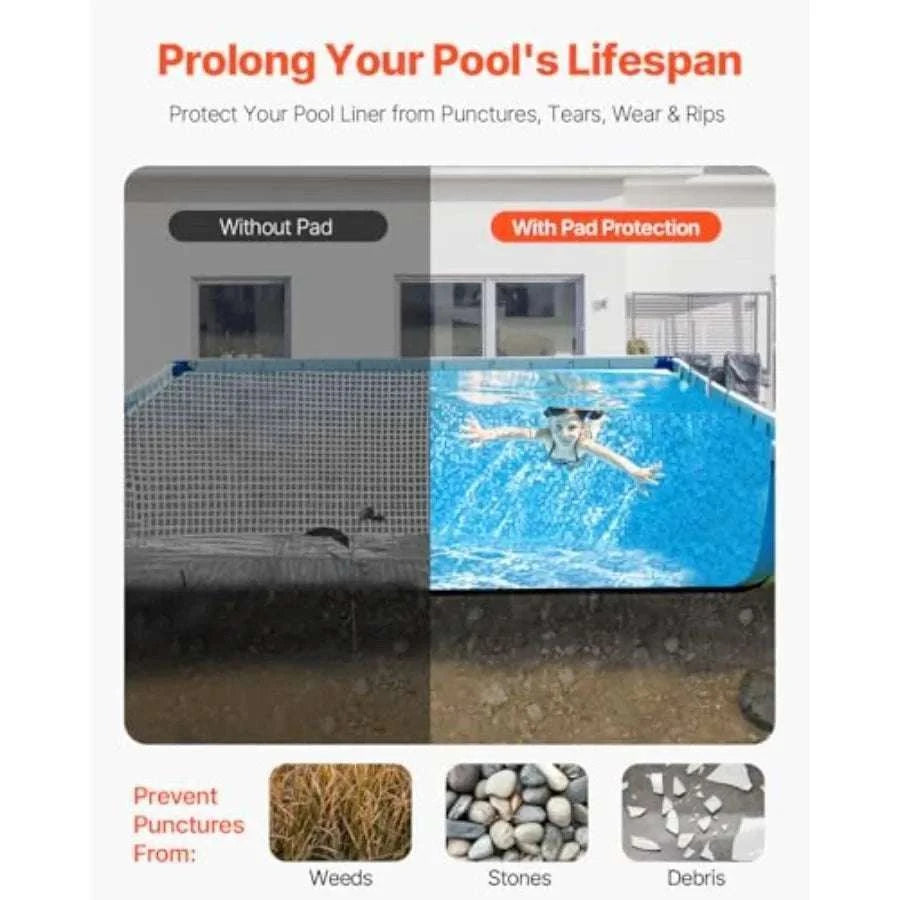 16' x 32' Pool Liner Pad for Above Ground Pools, Heavy Duty Protection-United States / Rectangle / 12x24FT