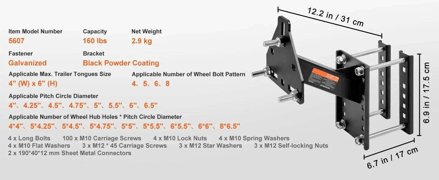160 lb Trailer Spare Tire Carrier Mount for RV & Trailer Tongues-160lbs / france