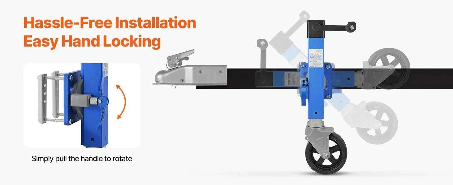 1600 lb Sidewind Trailer Jack with Wheel – Bolt-On, Adjustable Height-1600 lbs / United States