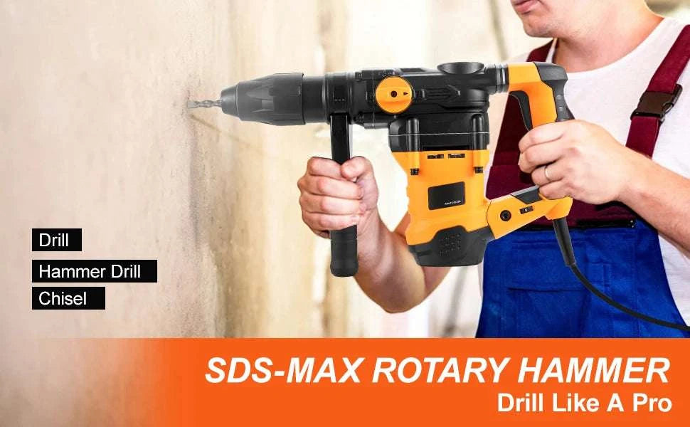 1600W Rotary Hammer Drill SDS Max 42mm 3 Mode Concrete Breaker-