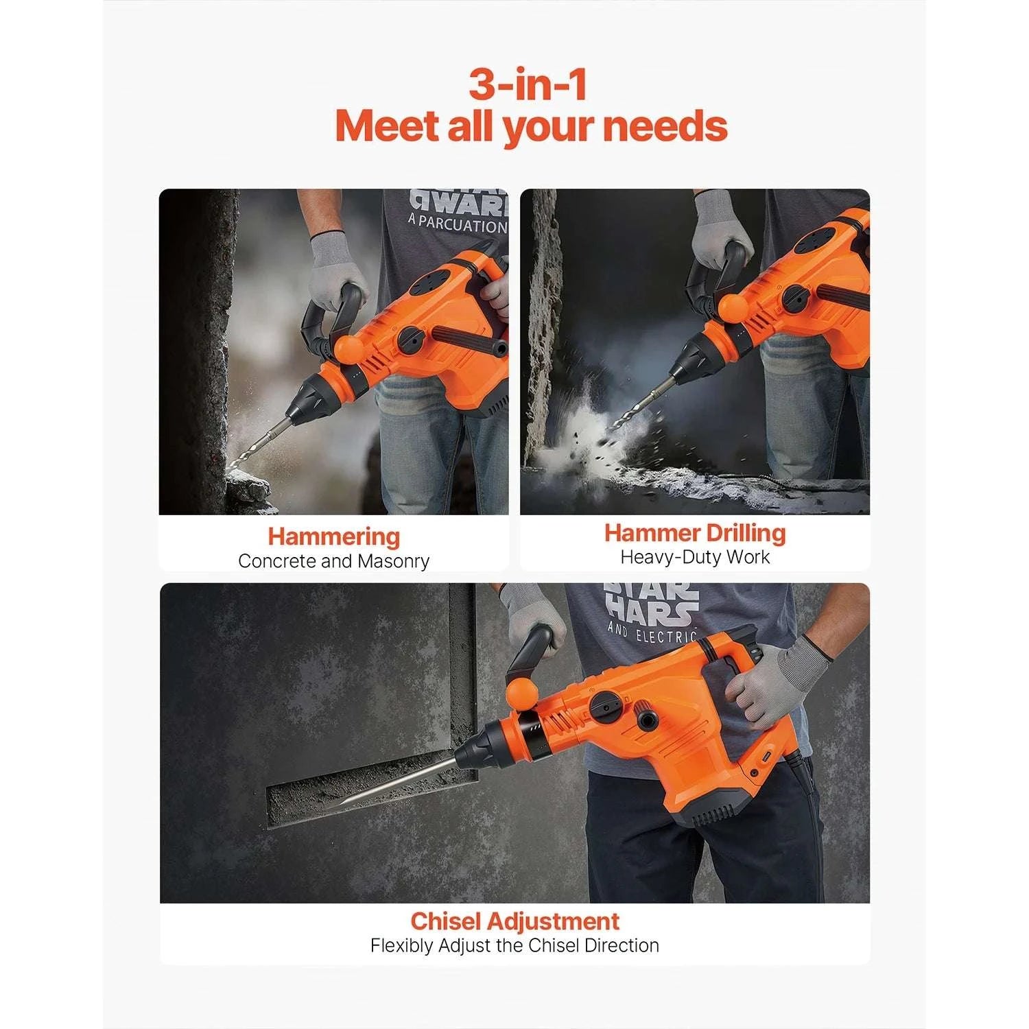 1600W SDS-Max Rotary Hammer Drill 25J Heavy-Duty Demolition Tool-44mm / United States