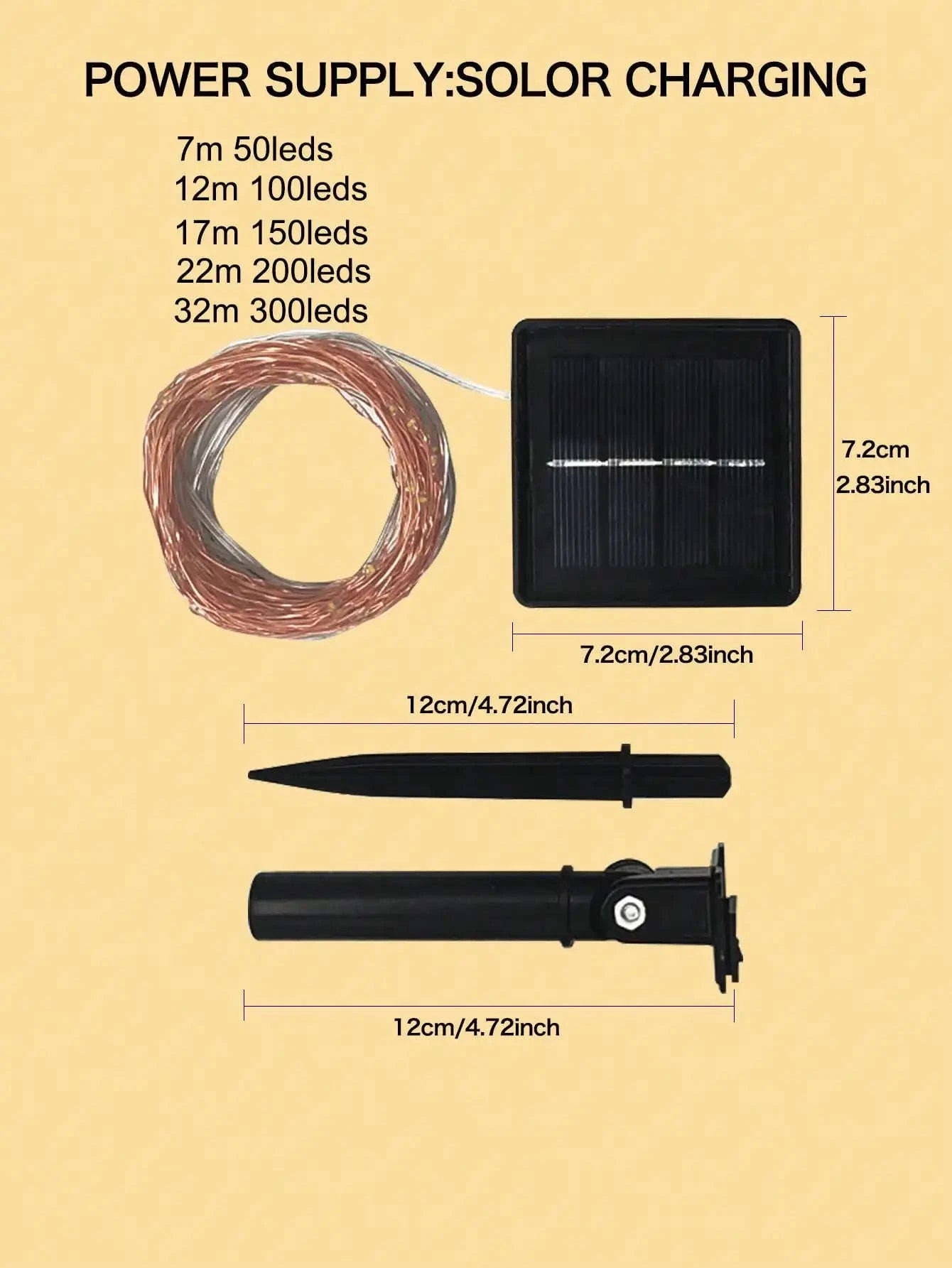 160ft Solar String Lights with 400 LED Warm Fairy Lights-Warm White / United States