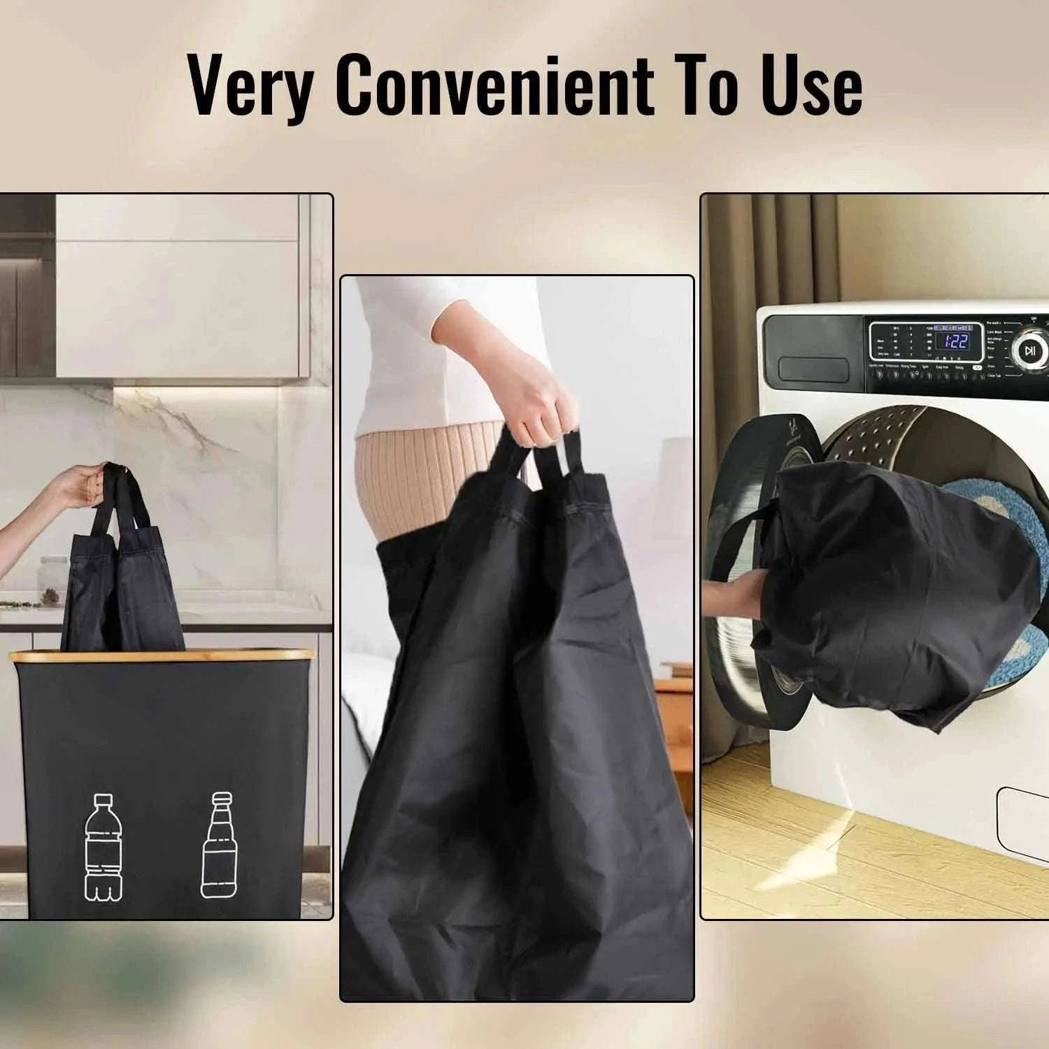 160L Extra Large Recycling Bin with Lid Foldable Storage Organizer-black / 160L / france