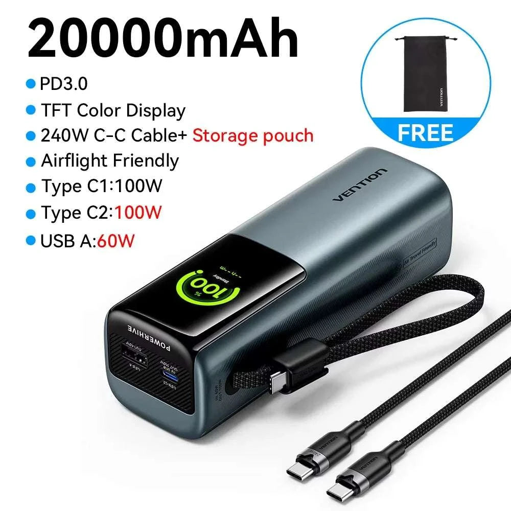 165W Power Bank 20000mAh Fast Charging Laptop & Phone Charger-165w Max Gray / 20000mAh