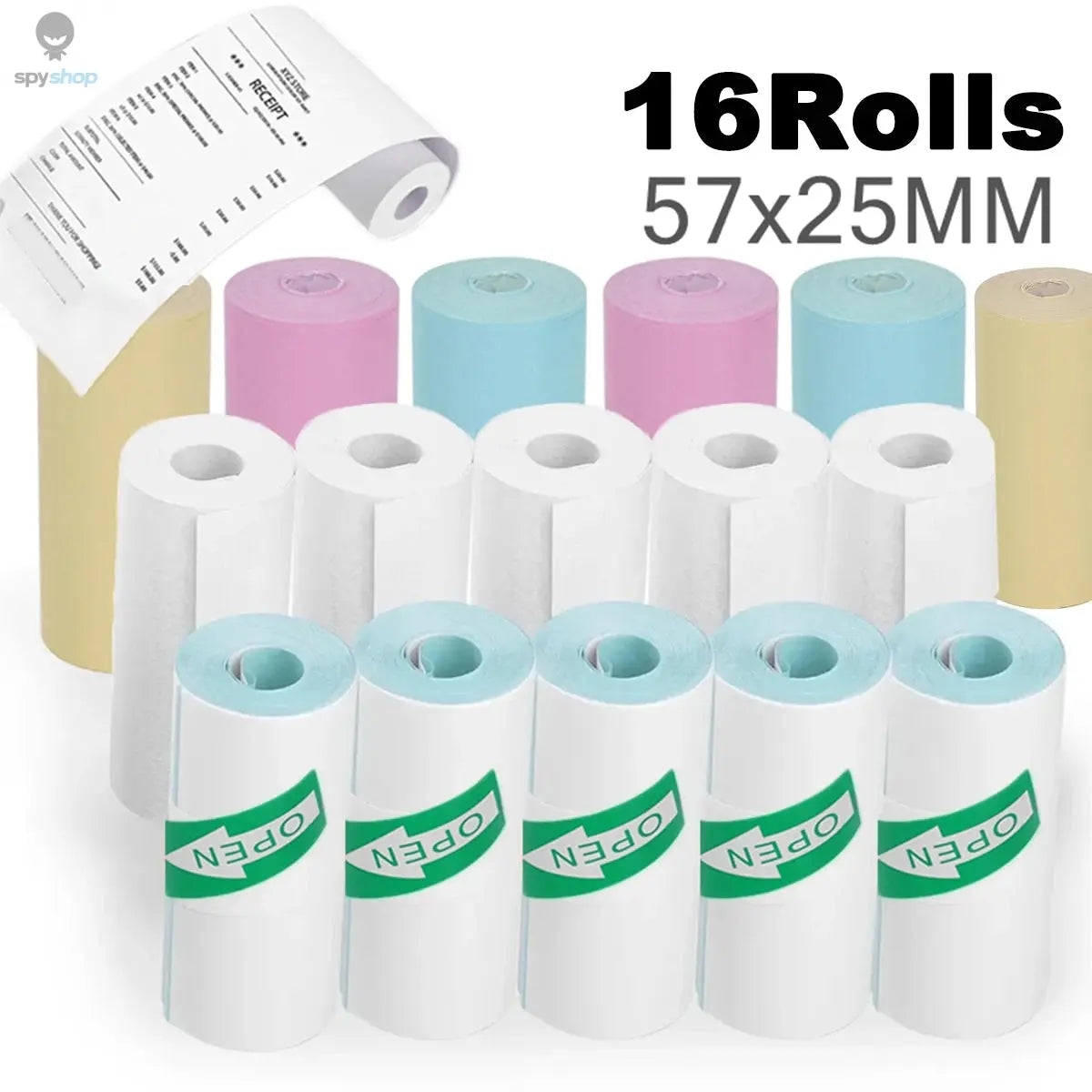 16Rolls Thermal Printer Papers 57x25mm Self-adhesive Thermal Papers HD Color Label Printers for Inkless Mini Portable Printer Spy-shop.com