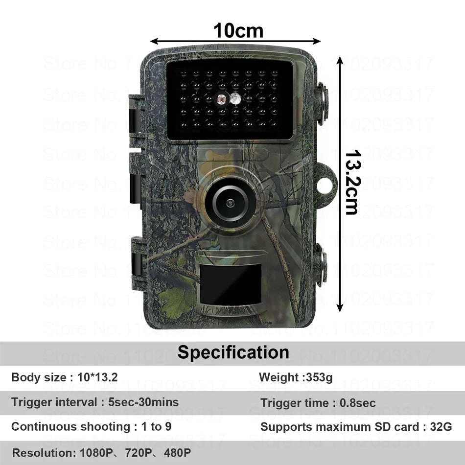 16MP 1080P Trail Camera with 940nm Night Vision and 32G Storage-NO Card / China Mainland