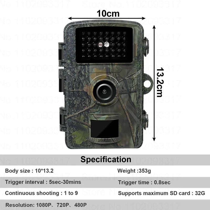 16MP 1080P Trail Camera with 940nm Night Vision and 32G Storage-NO Card / China Mainland