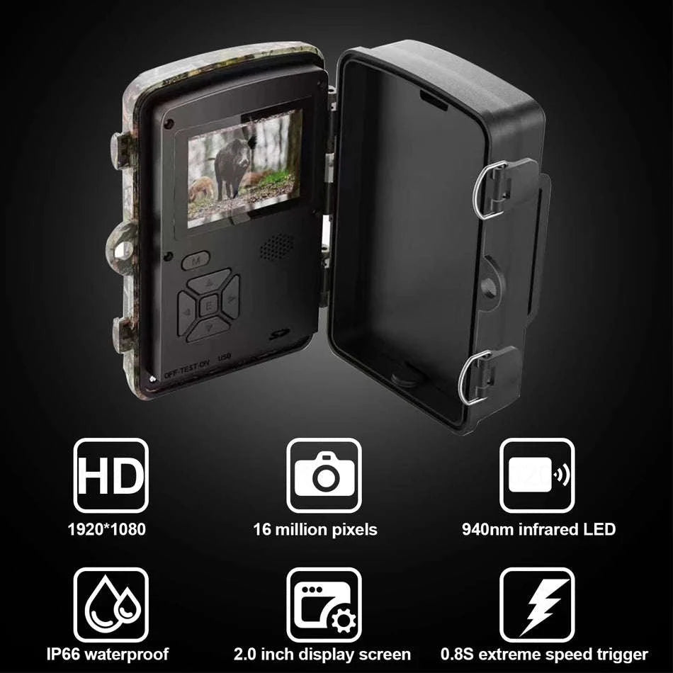 16MP 1080P Trail Camera with 940nm Night Vision and 32G Storage-NO Card / China Mainland