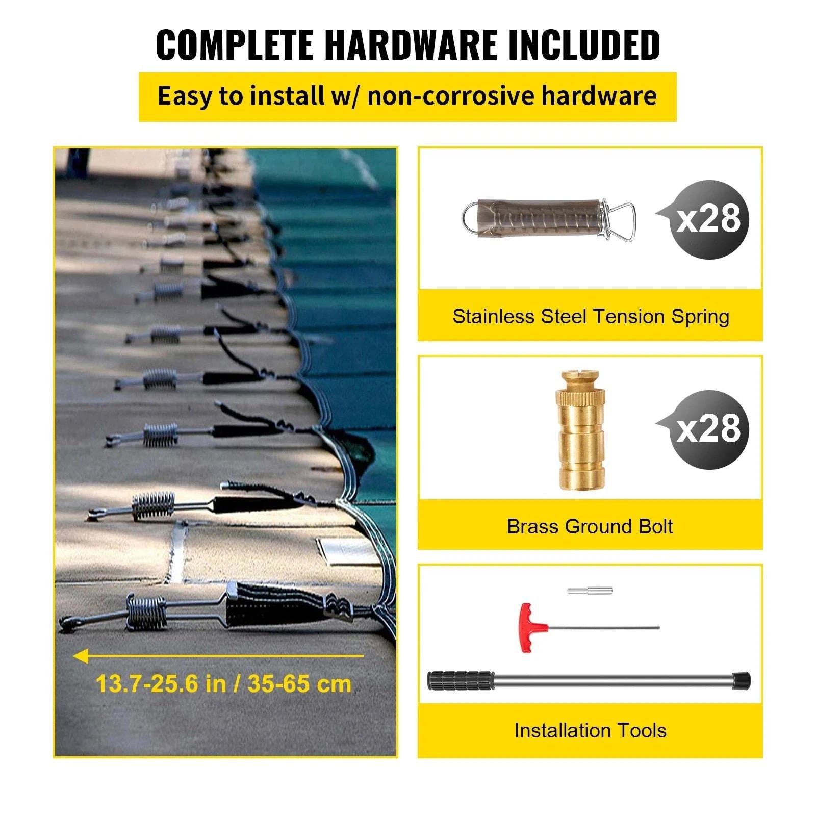 16x32 ft Inground Pool Safety Cover with Mesh & Secure Anchors-20x40 / United States