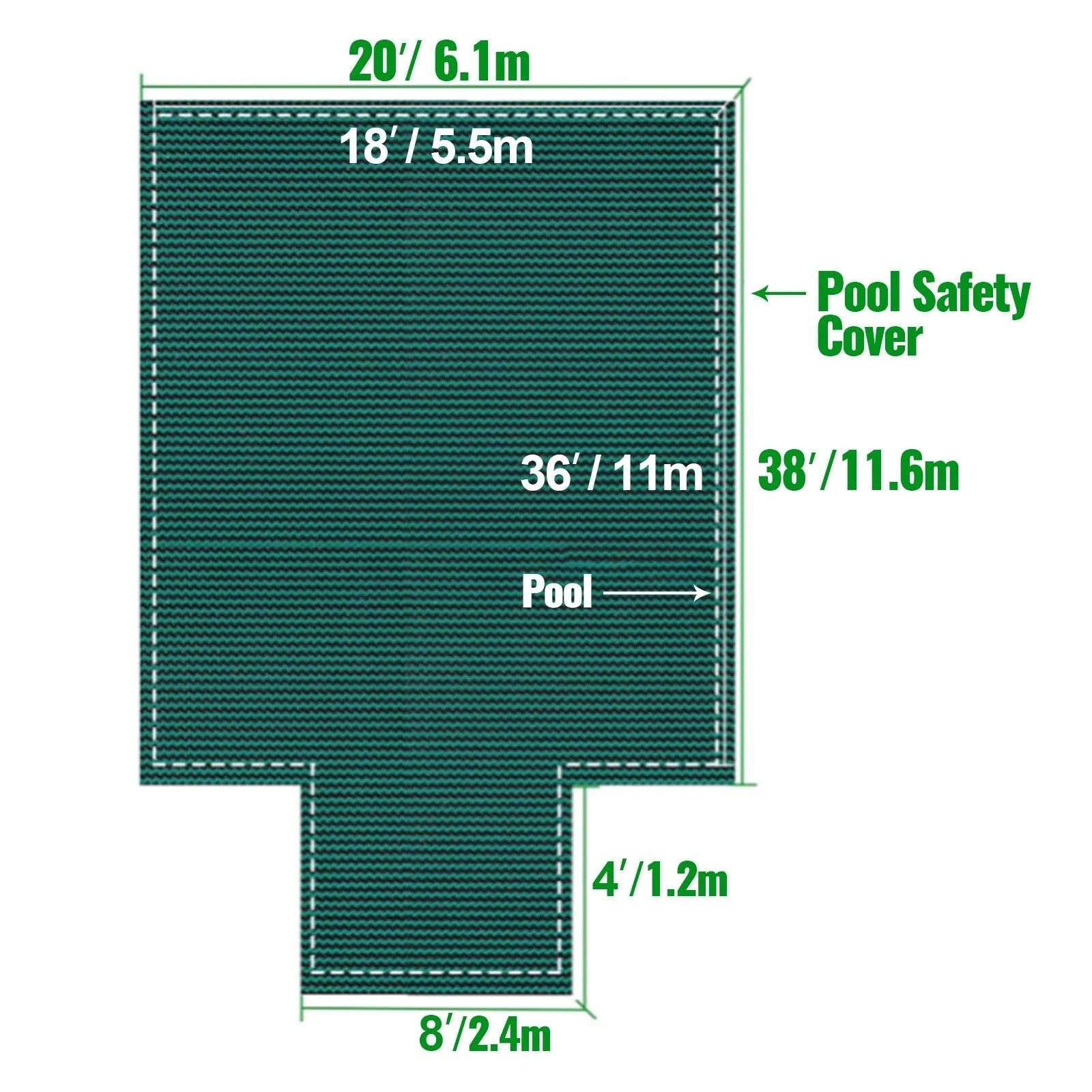 16x32 ft Inground Pool Safety Cover with Mesh & Secure Anchors-20x40 / United States