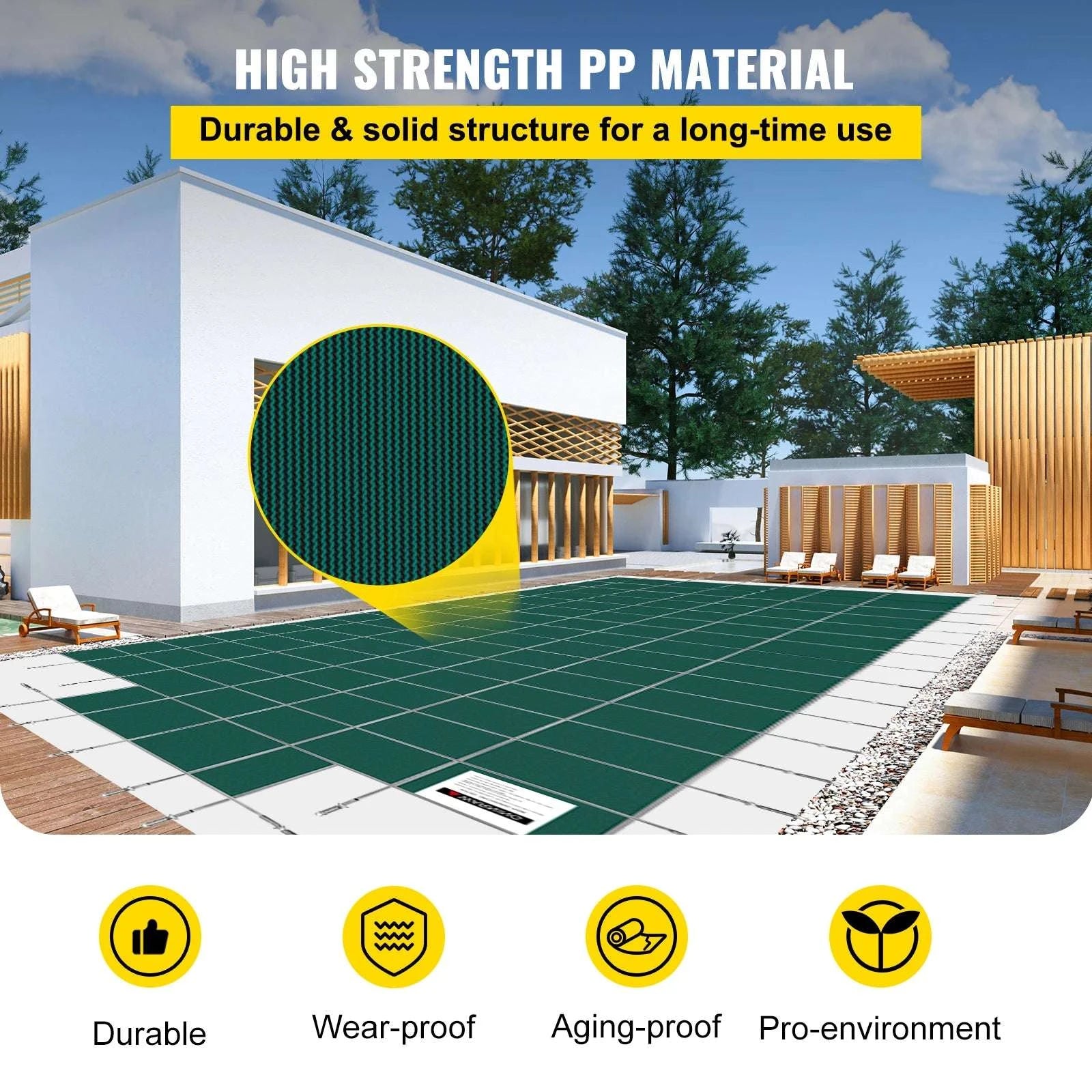 16x32 ft Inground Pool Safety Cover with Mesh & Secure Anchors-20x40 / United States