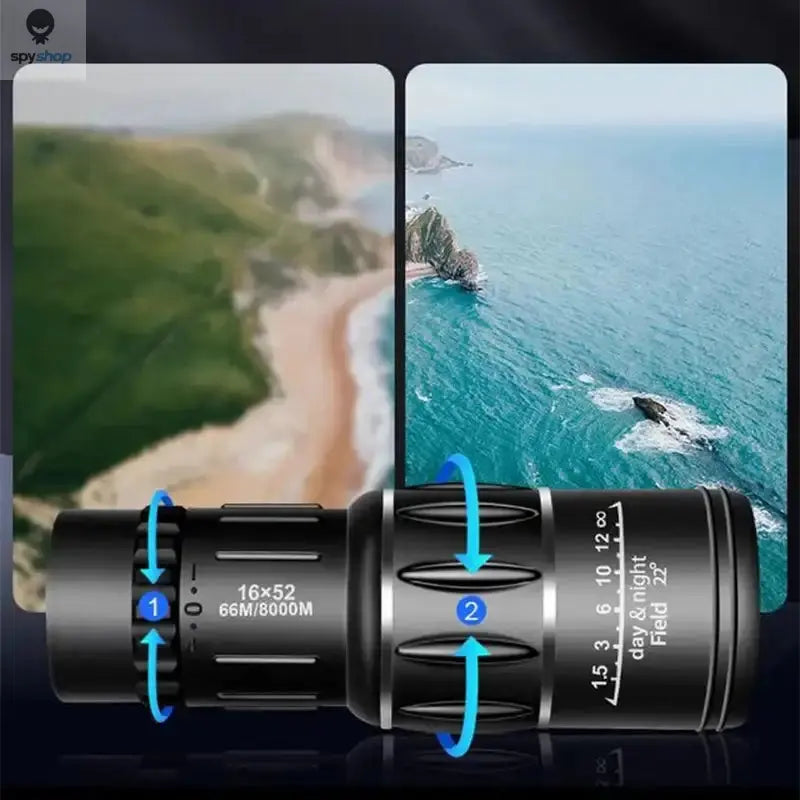 16x52 Monocular Telescope High-Power Dual Focus Optical Zoom Scope High Magnification Long Range Night Spyglass Telescope