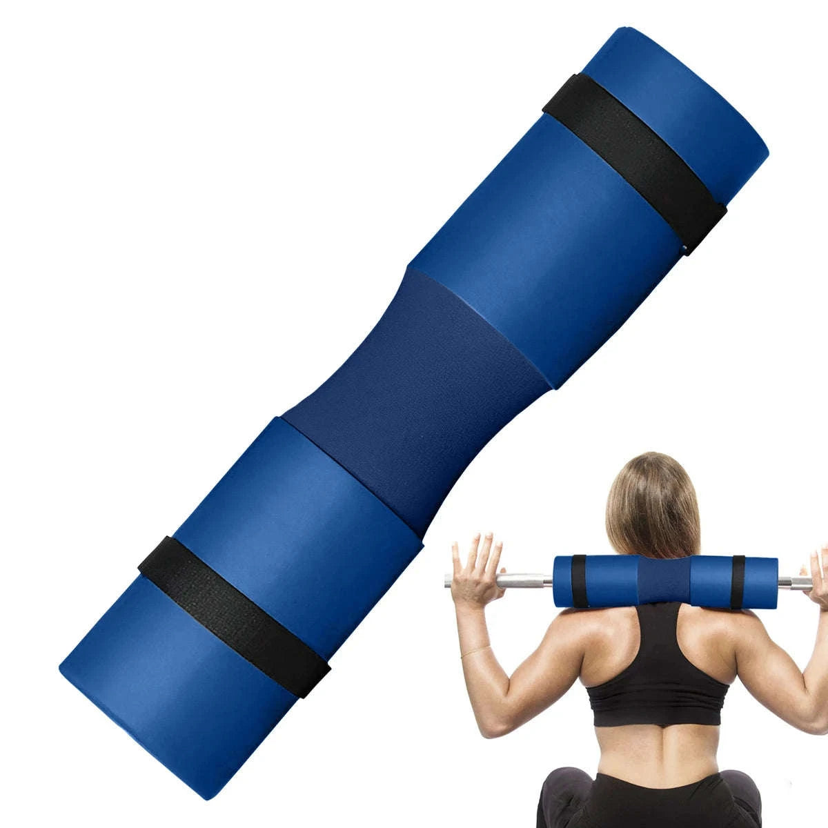 17.7'' Thick Barbell Squat Pad with Non-Slip Grip & Neck Support-Blue
