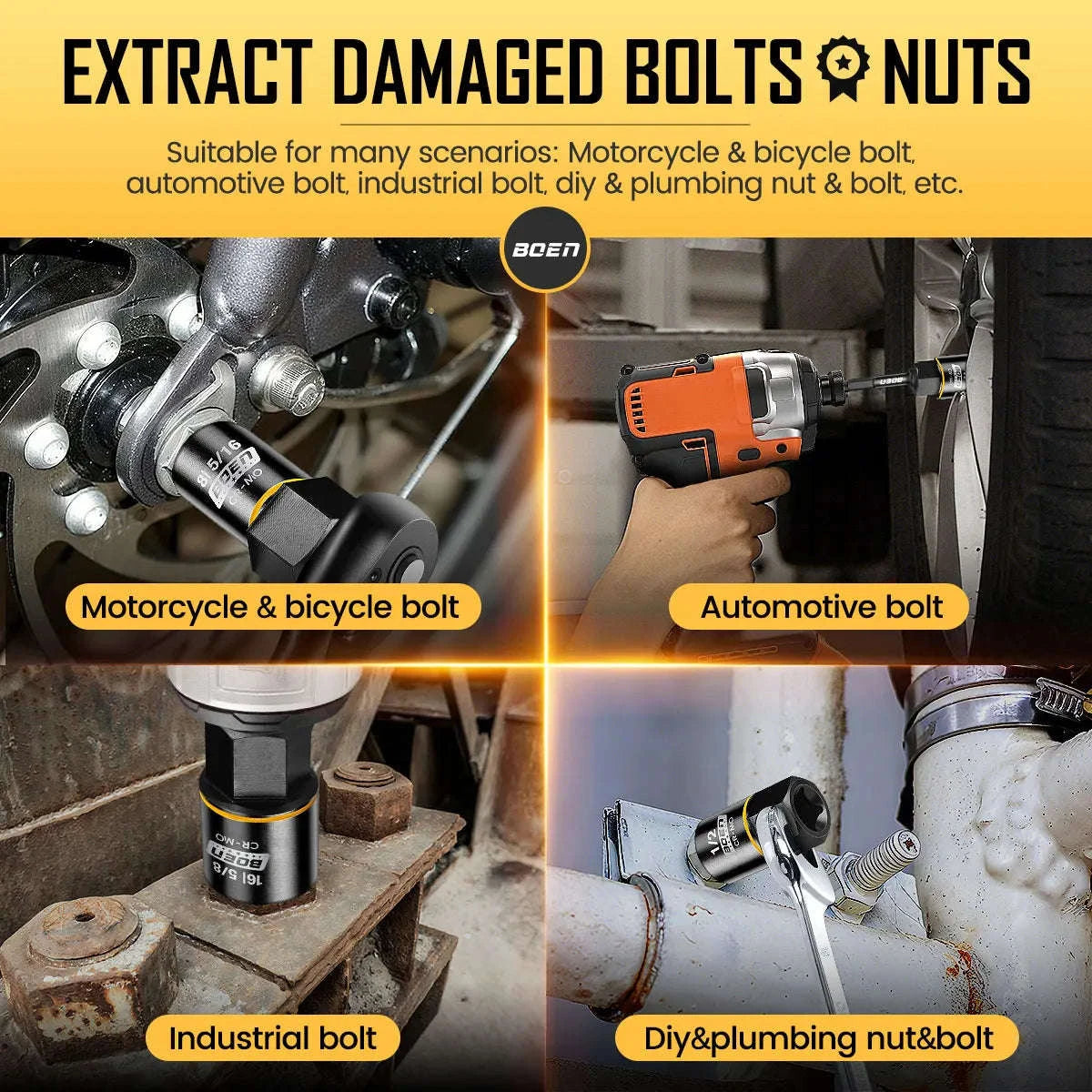 17-Piece Impact Bolt Extractor Kit for Damaged Bolts-United States