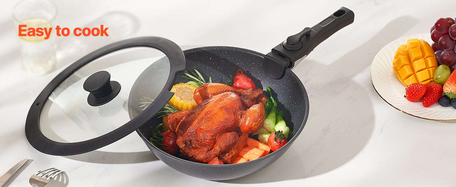 17-Piece Nonstick Cookware Set with Detachable Handles-1 set / CZECH REPUBLIC