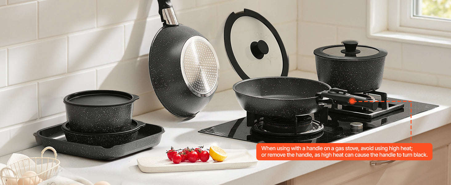 17-Piece Nonstick Cookware Set with Detachable Handles-1 set / CZECH REPUBLIC
