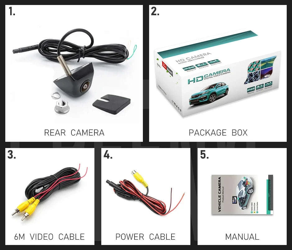 170 Degree Night Vision Rear View Camera-Black Camera