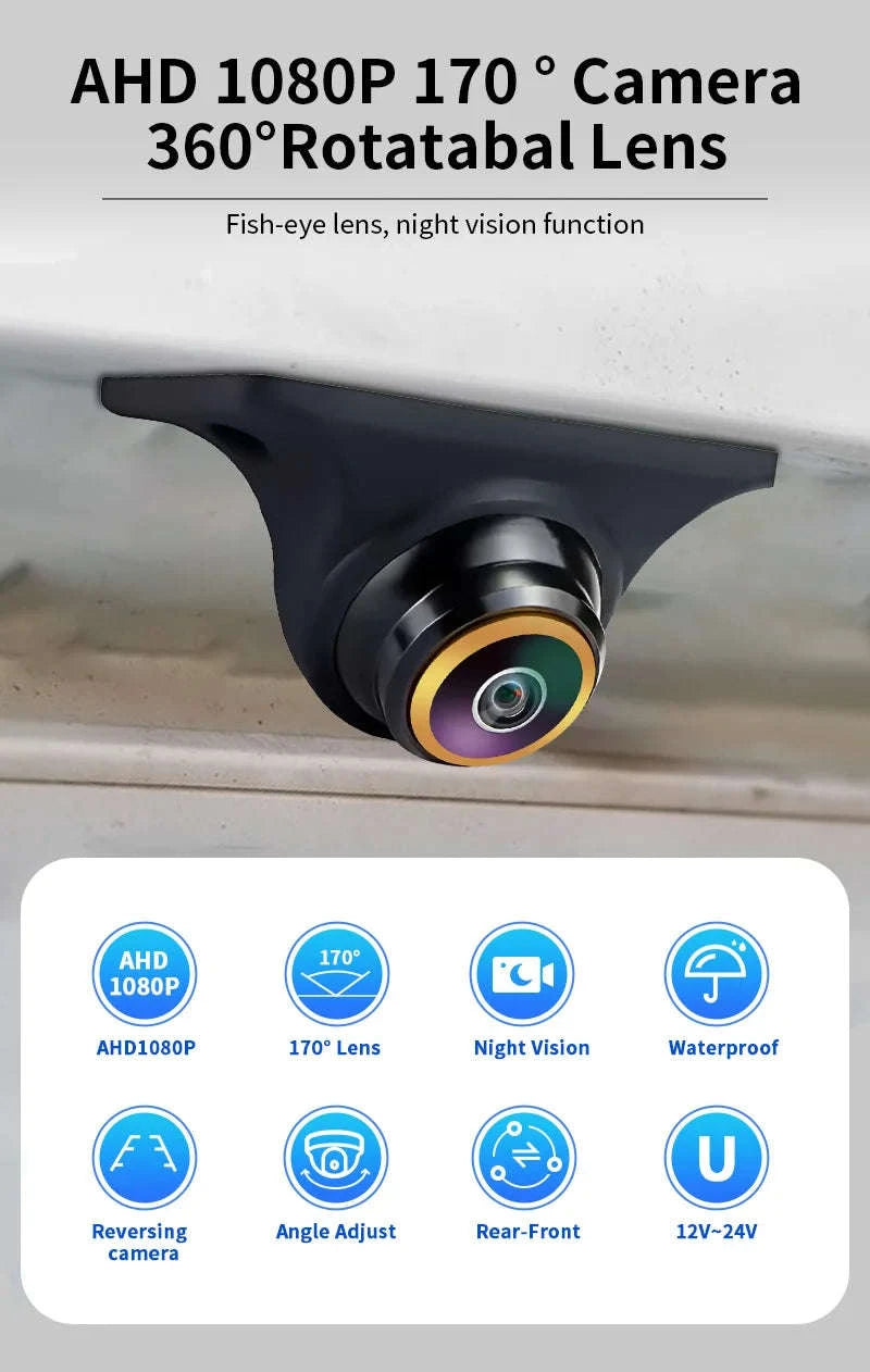 170° HD Car Rear View Camera with Night Vision and Guiding Line-017F-AHD720P-1080P / 12 V