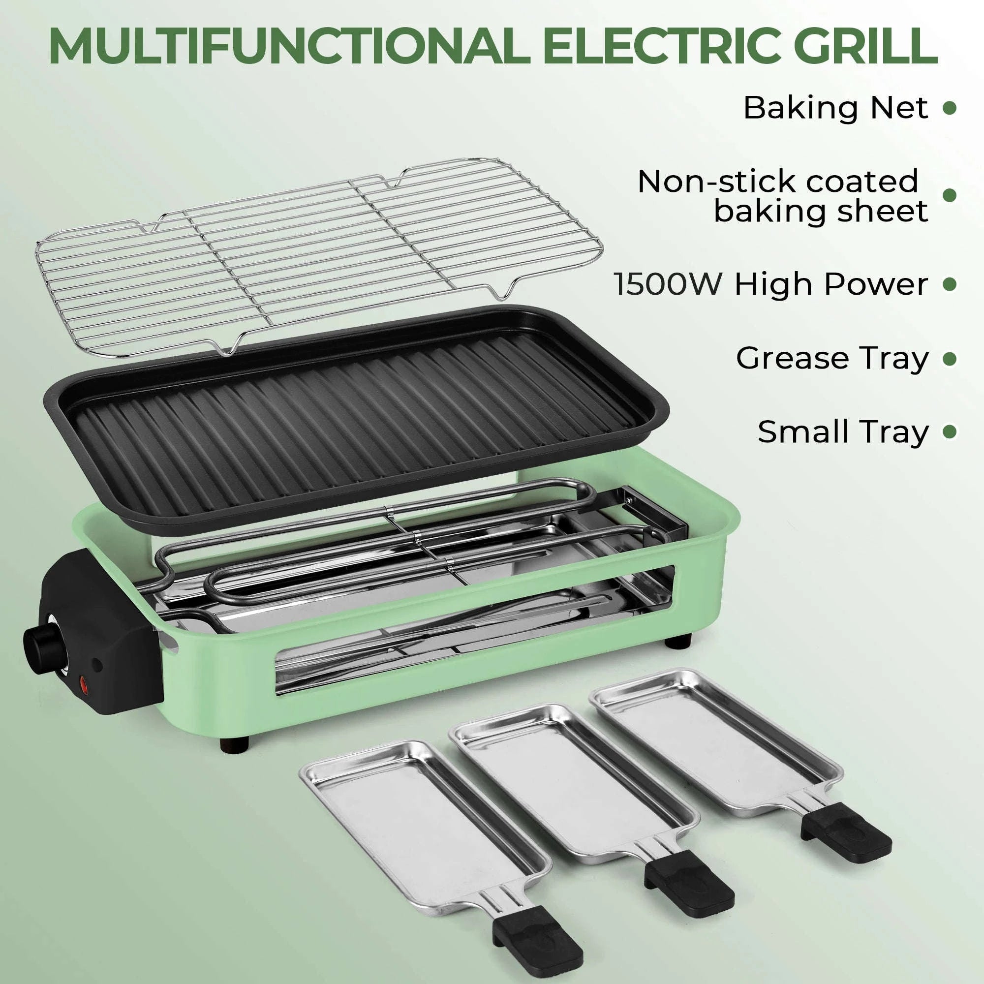 1700W 2-in-1 Smokeless Electric Indoor Grill with Removable Non-Stick Plates-1700w / United States