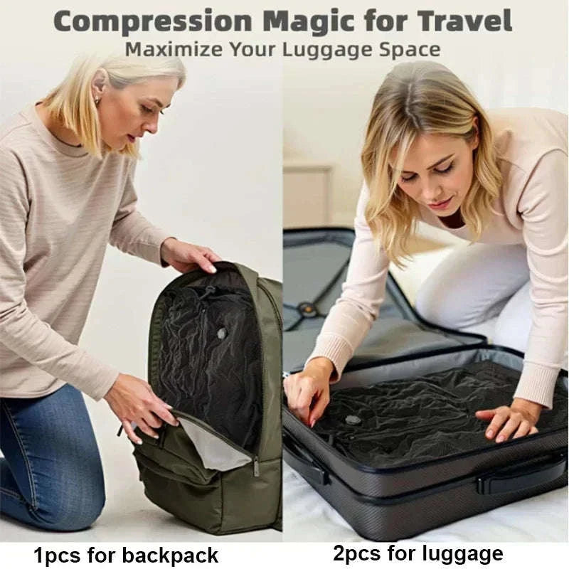 17L Vacuum Compression Bag with Air Pump for Travel Storage-1 bag 1 pump black / China Mainland