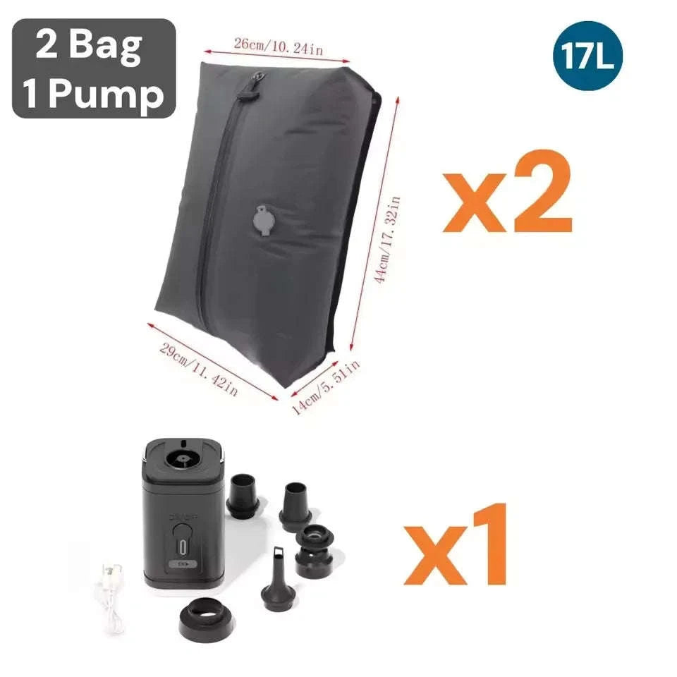 17L Vacuum Compression Bag with Air Pump for Travel Storage-1 bag 1 pump black / China Mainland