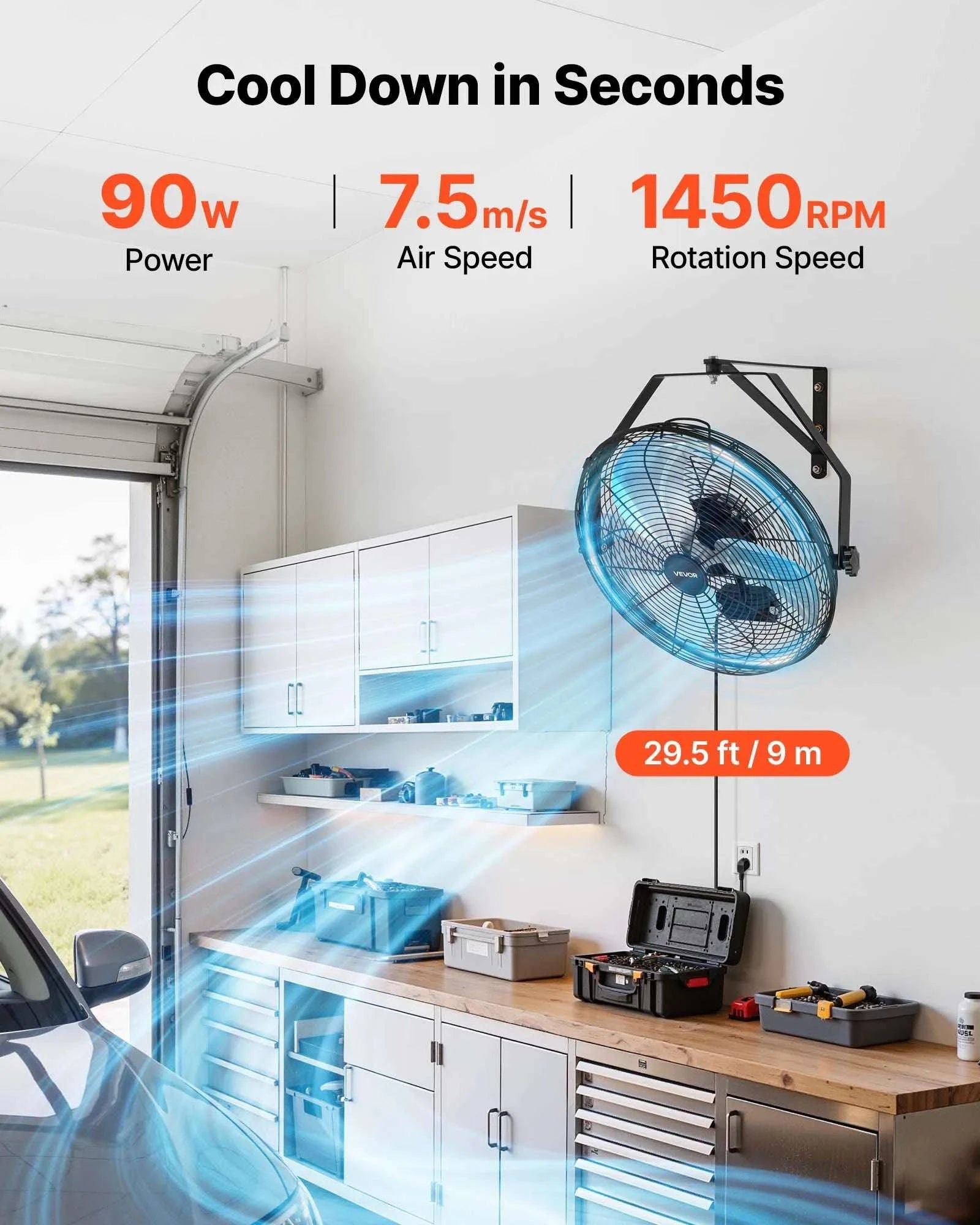 18/20" Wall Mounted Industrial Fan with Long-Range Airflow-18in no shake / United States