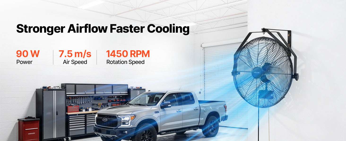 18/20" Wall Mounted Industrial Fan with Long-Range Airflow-20in shake / United States
