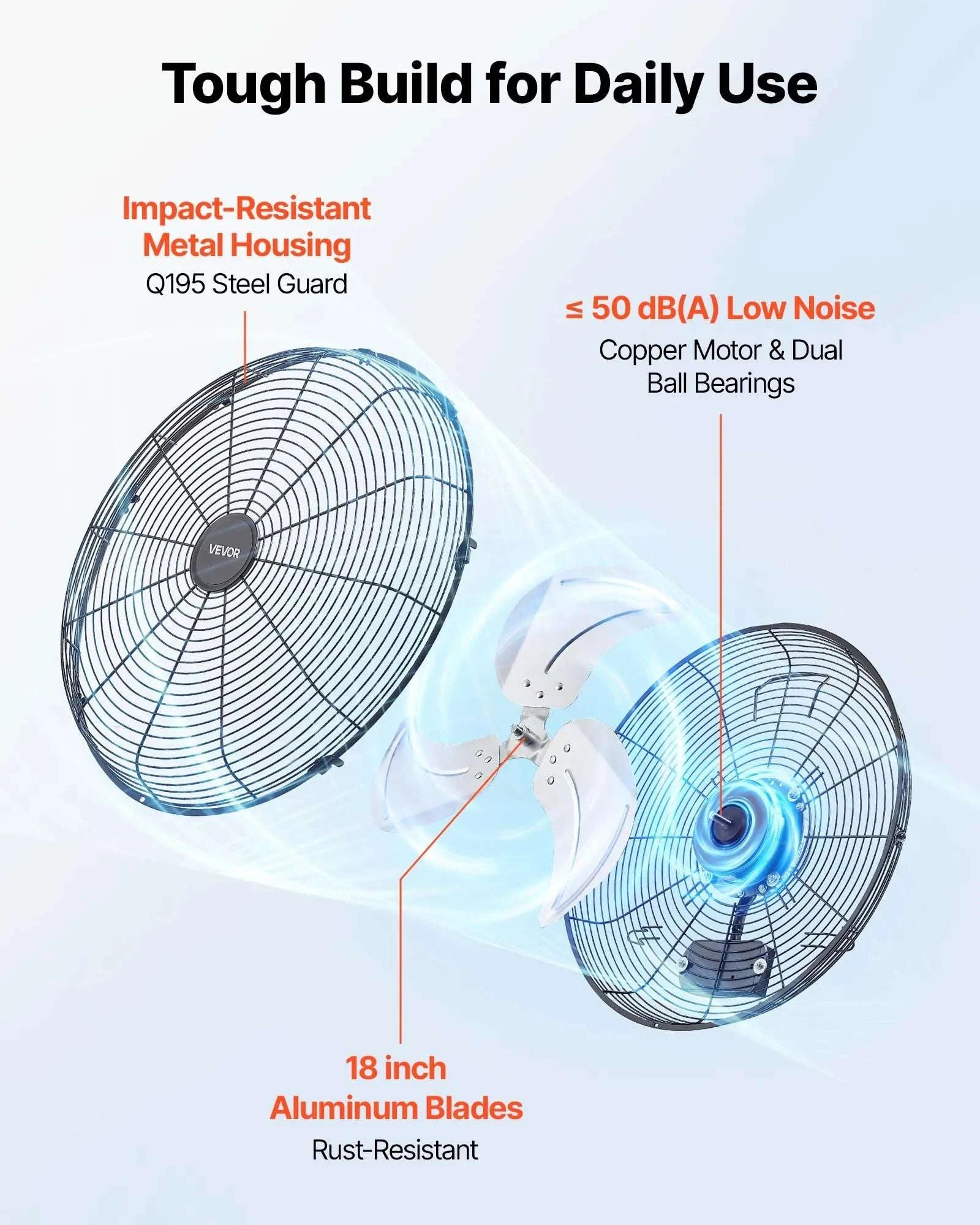 18/20" Wall Mounted Industrial Fan with Long-Range Airflow-20in shake / United States
