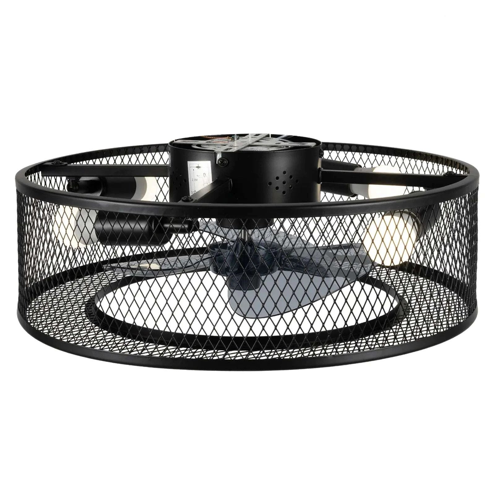 18-Inch Ceiling Fan Light with Remote, Black E27 x4 Fixture-black / United States
