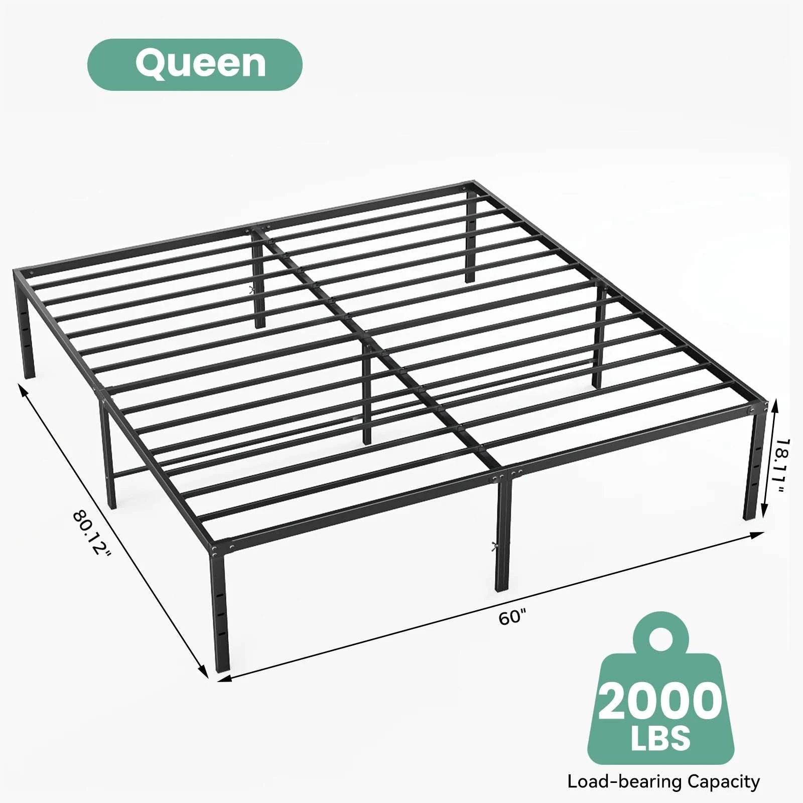 18 Inch Metal Platform Bed Frame with Storage Space & Steel Support-Twin / United States