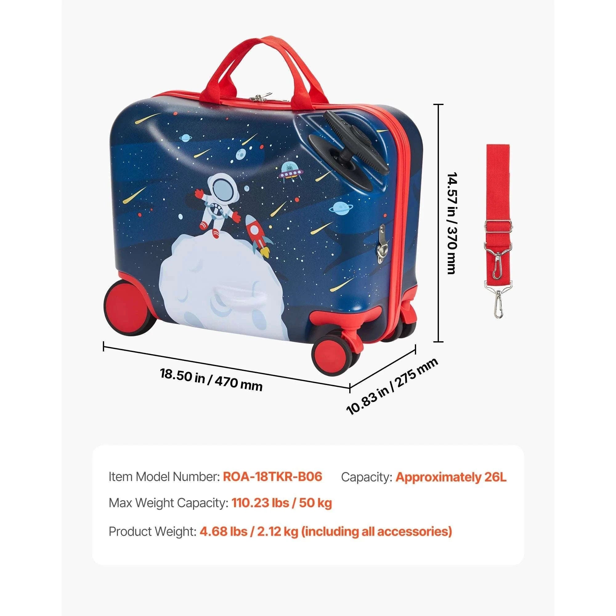 18'' Kids Ride-On Luggage 26L Carry-On Scooter Suitcase-18inch / spain