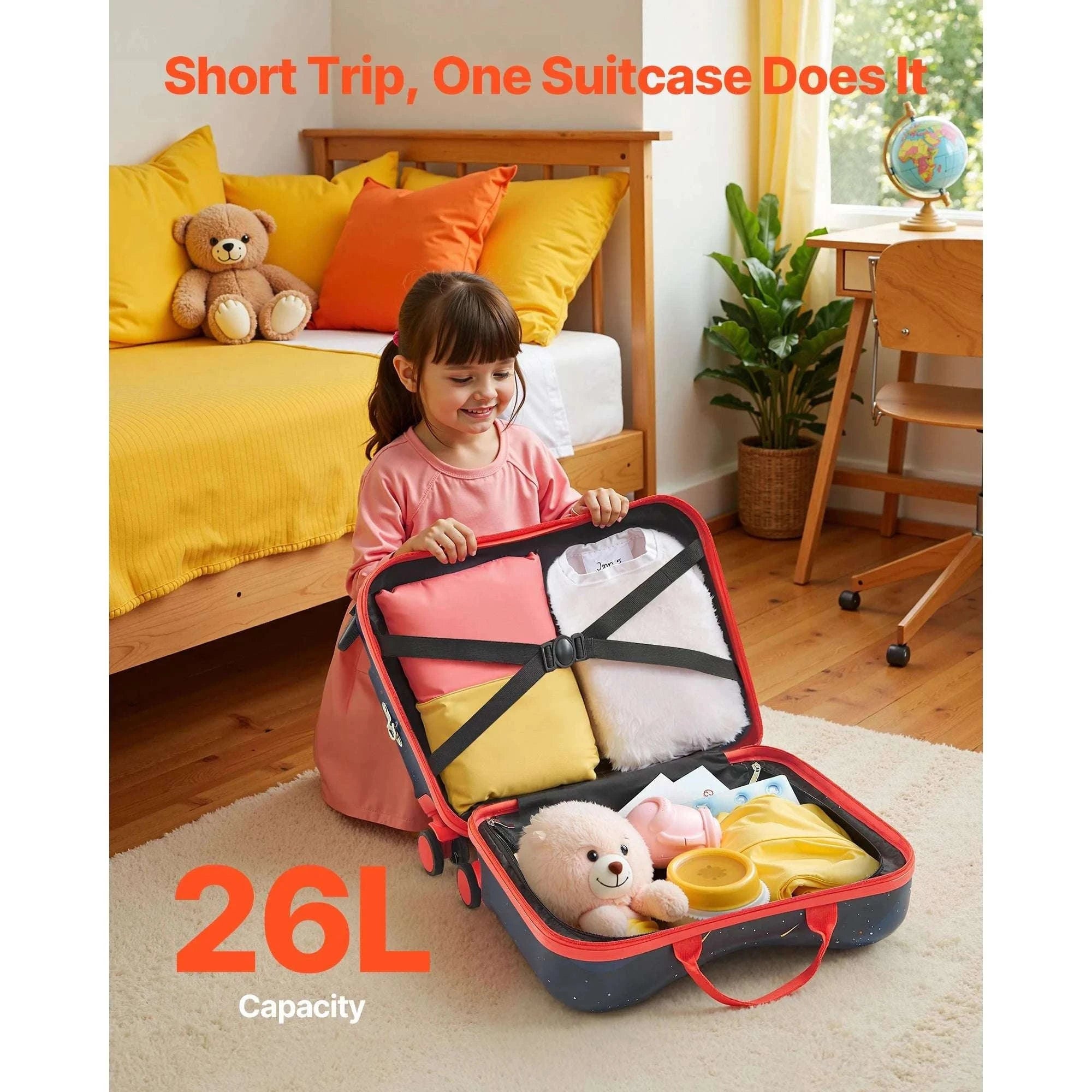 18'' Kids Ride-On Luggage 26L Carry-On Scooter Suitcase-18inch / spain