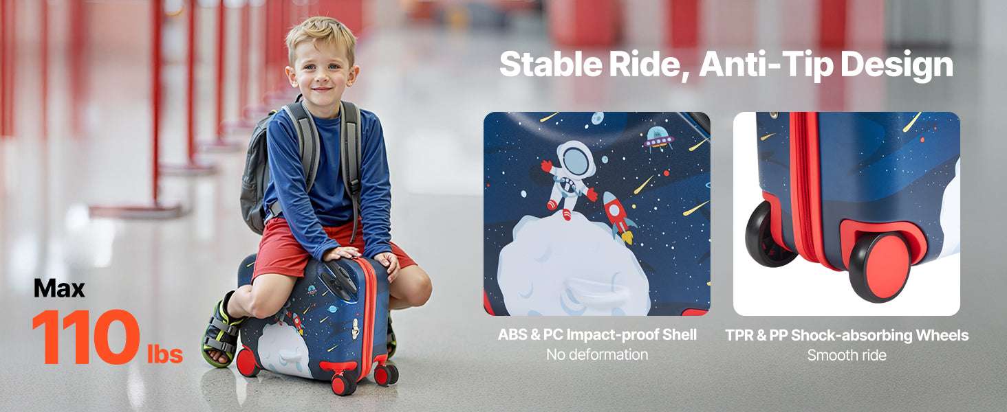 18'' Kids Ride-On Luggage 26L Carry-On Scooter Suitcase-18inch / spain