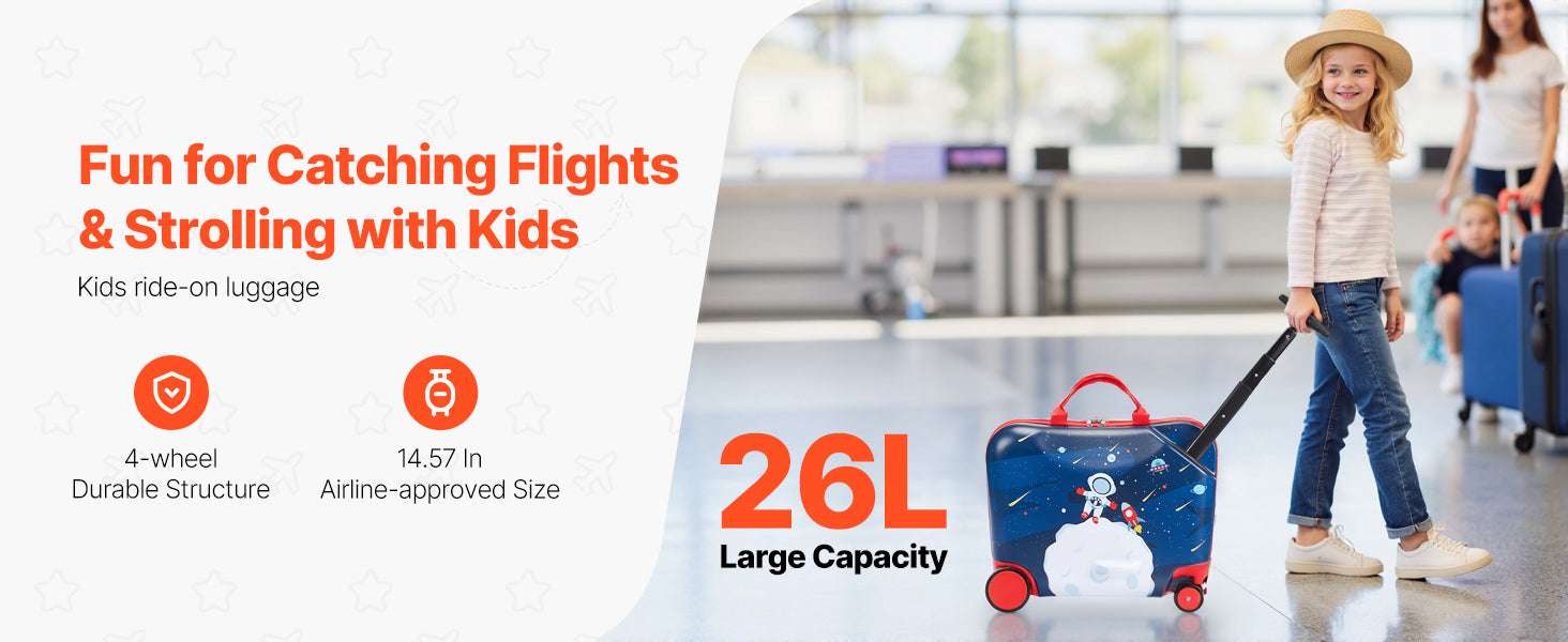 18'' Kids Ride-On Luggage 26L Carry-On Scooter Suitcase-18inch / spain