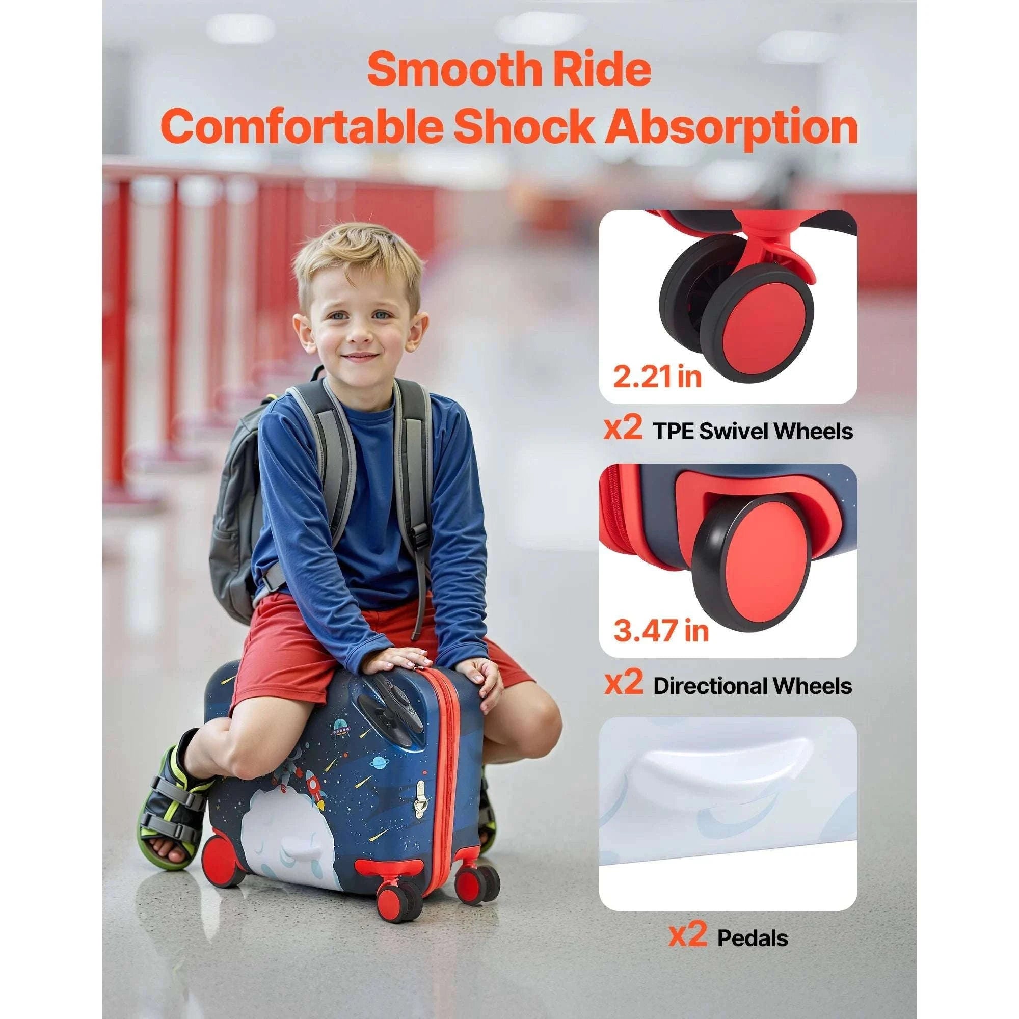 18'' Kids Ride-On Luggage 26L Carry-On Scooter Suitcase-18inch / spain