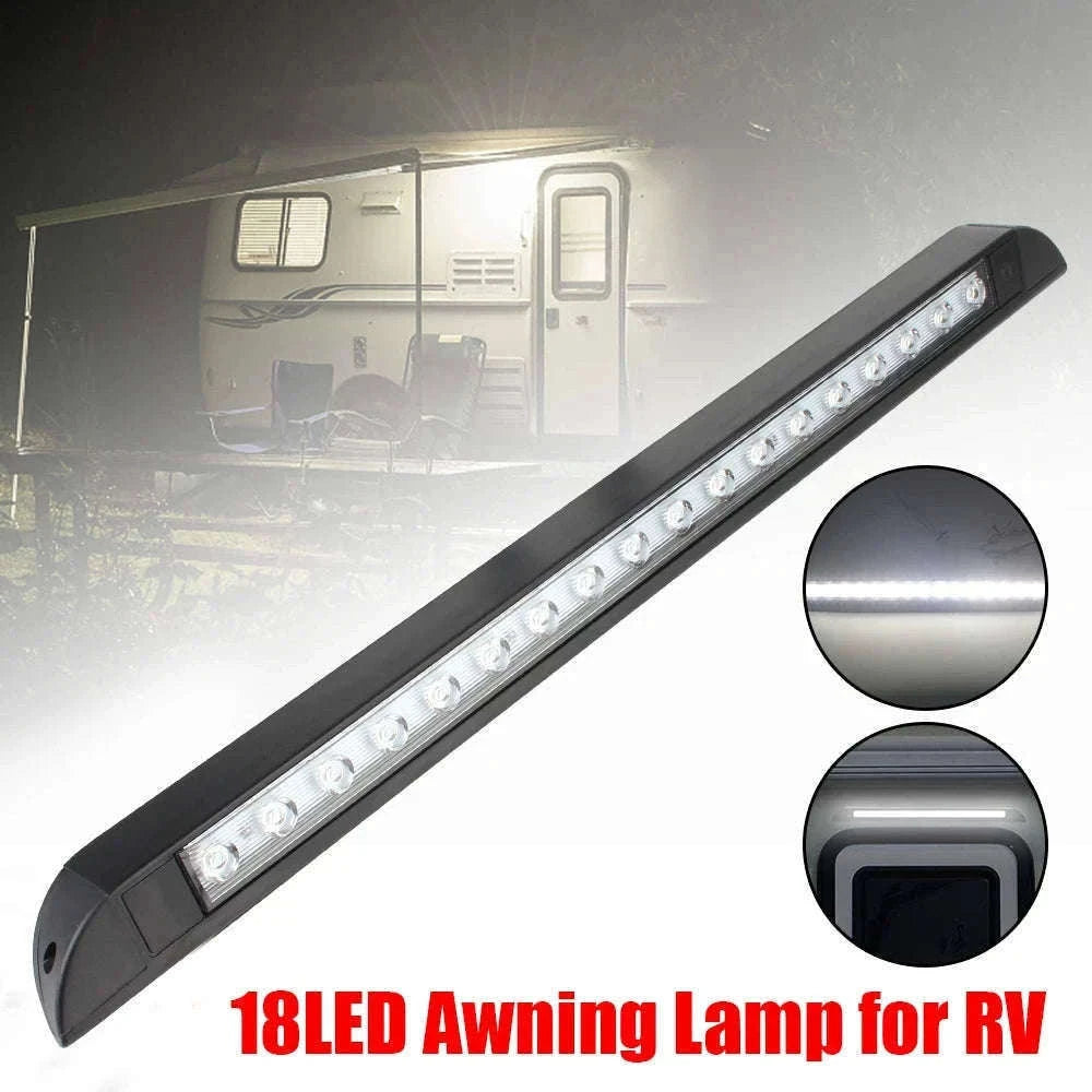 18 LED Awning Lamp for RV Caravan 12-28V Waterproof-black