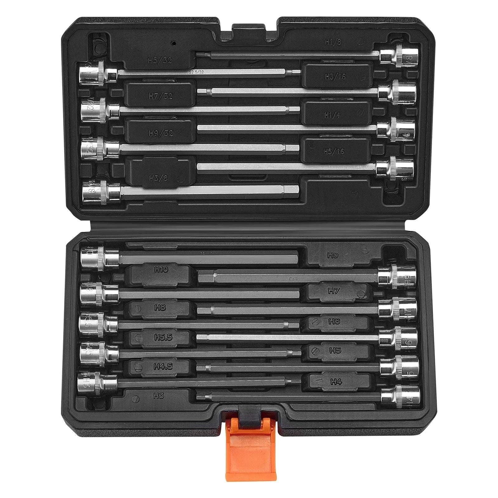 18-Piece Extra Long Allen Hex Bit Socket Set 3/8" Drive SAE Metric-HEX / United States