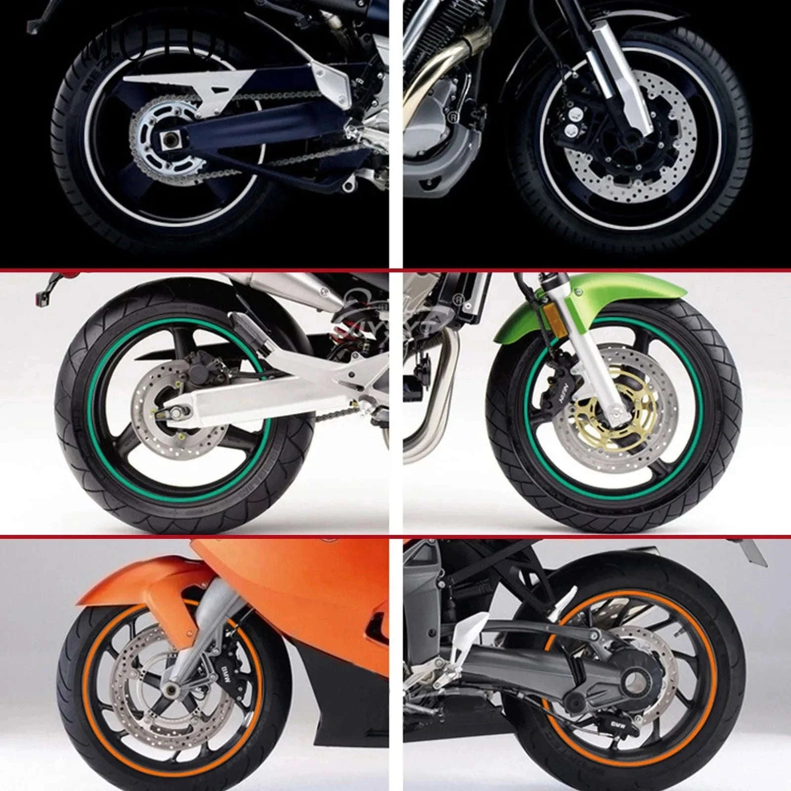 18" Reflective Motorcycle Wheel Decals Set-Silver