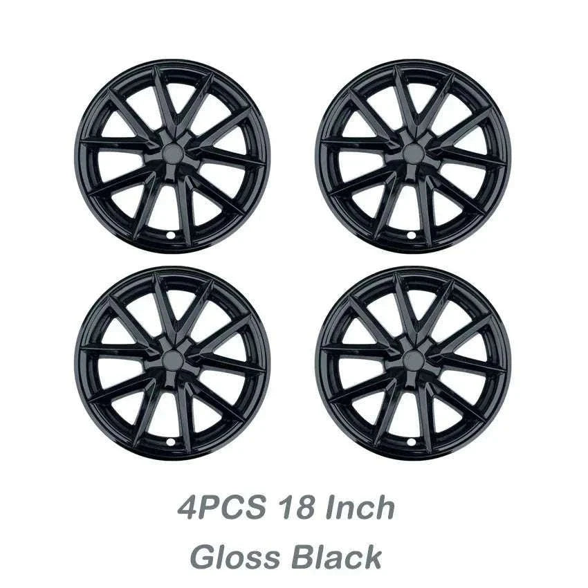 18" Tesla Model 3 Hubcap Set (2017–2023) Full Wheel Covers 4PCS-Gloss Black