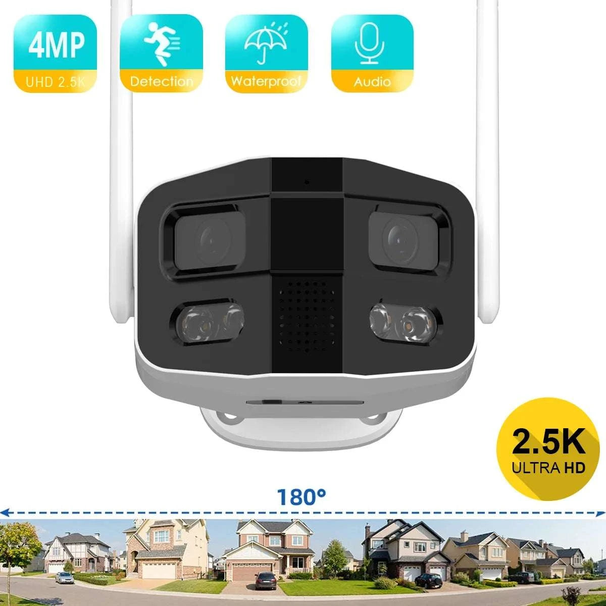 180° Dual Lens Outdoor Security Camera 4MP with Night Vision-4MP Dual Len12V 1A / BR PLUG