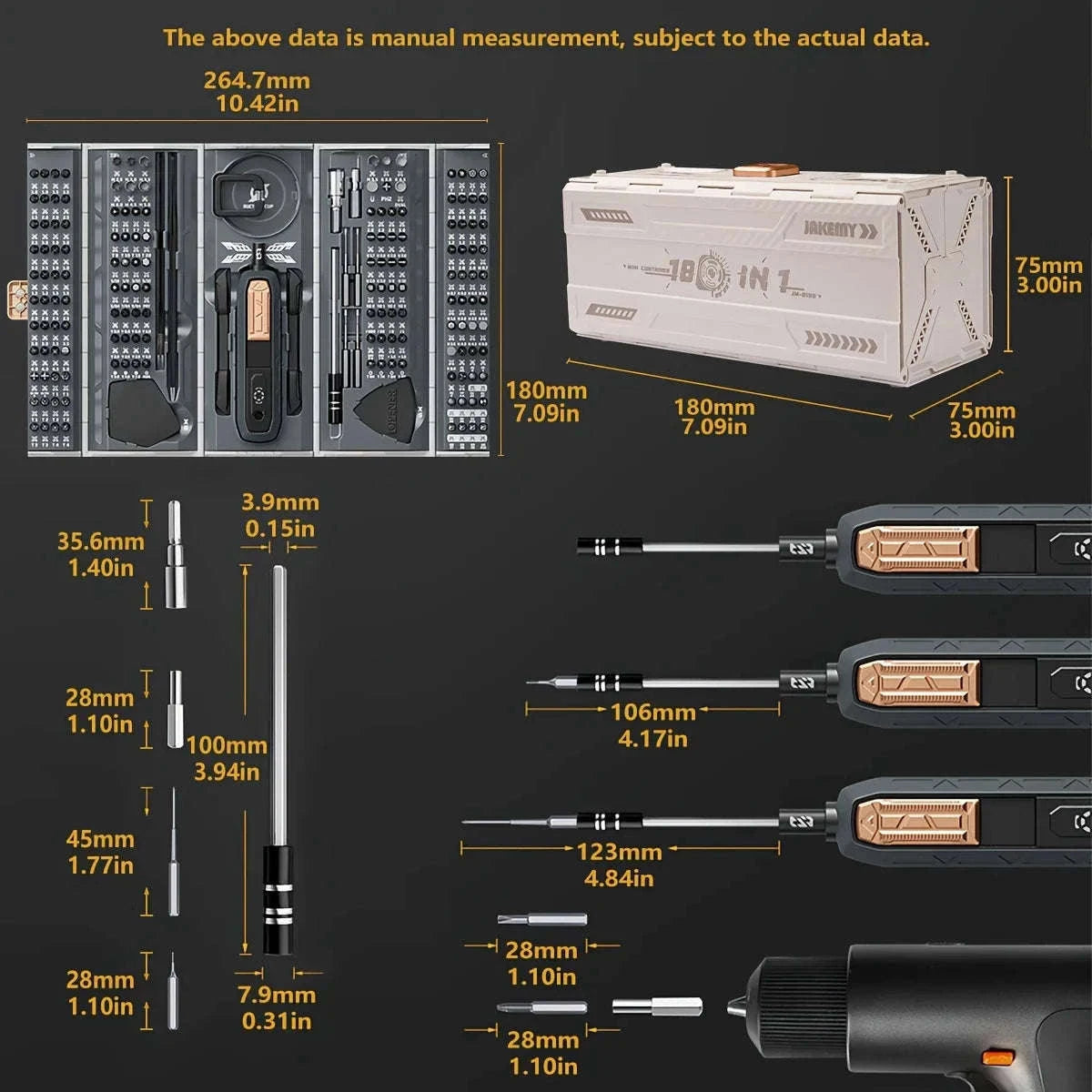 180-in-1 Precision Screwdriver Set with Magnetic Bits for Electronics Repair-Manual 180in1 WH / GERMANY